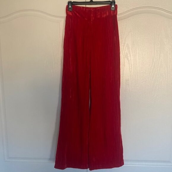 Red Crushed Velvet Blazer & Wide Leg Pants - Picture 7 of 12